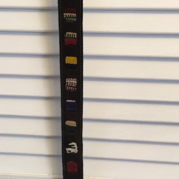 Leather Belt, embroidered panels - Picture 2 of 5